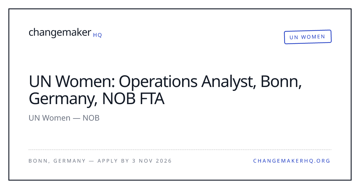 UN Women: Operations Analyst, Bonn, Germany, NOB FTA — UN Women ...