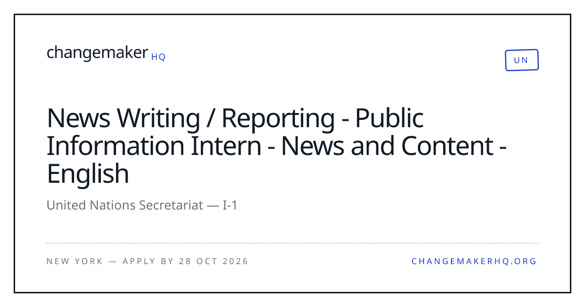 News Writing / Reporting - Public Information Intern - News and Content ...